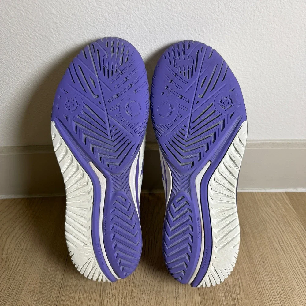 ASICS‎ Gel Resolution 9 Wide Womens Size 10 Cream Purple Tennis Shoes 1042A226